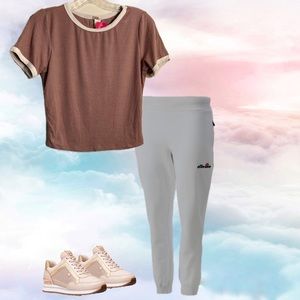 Contrast Ribbed Cropped Tee NWT